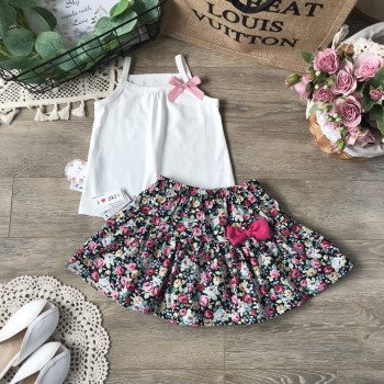 Chân váy hoa thô kèm quần cotton cho bé size từ 3-10